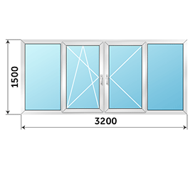 Теплое окно на лоджию Rehau 3200x1500