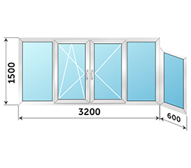 Теплое окно на лоджию Rehau 3800x1500