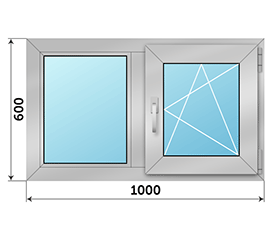 Двухстворчатое окно Realit 1000x600