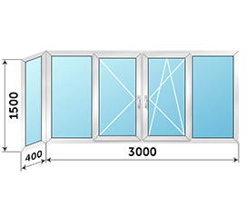 Теплое балконное окно KBE 3400x1500
