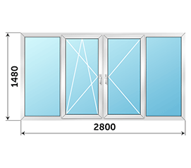 Теплое балконное окно Rehau 2800x1480